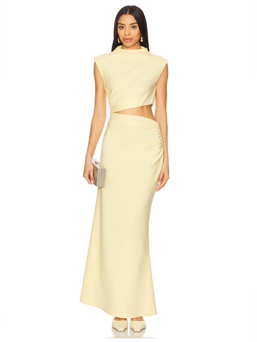 Elliatt Nola Gown Butter Yellow Pale Cutout Maxi Dress Revolve M